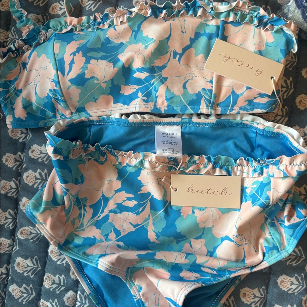 NWT ANTHRO HUTCH Siggi Ruffle High-Waist Bikini // Vintage Floral // Size Medium - Picture 6 of 7